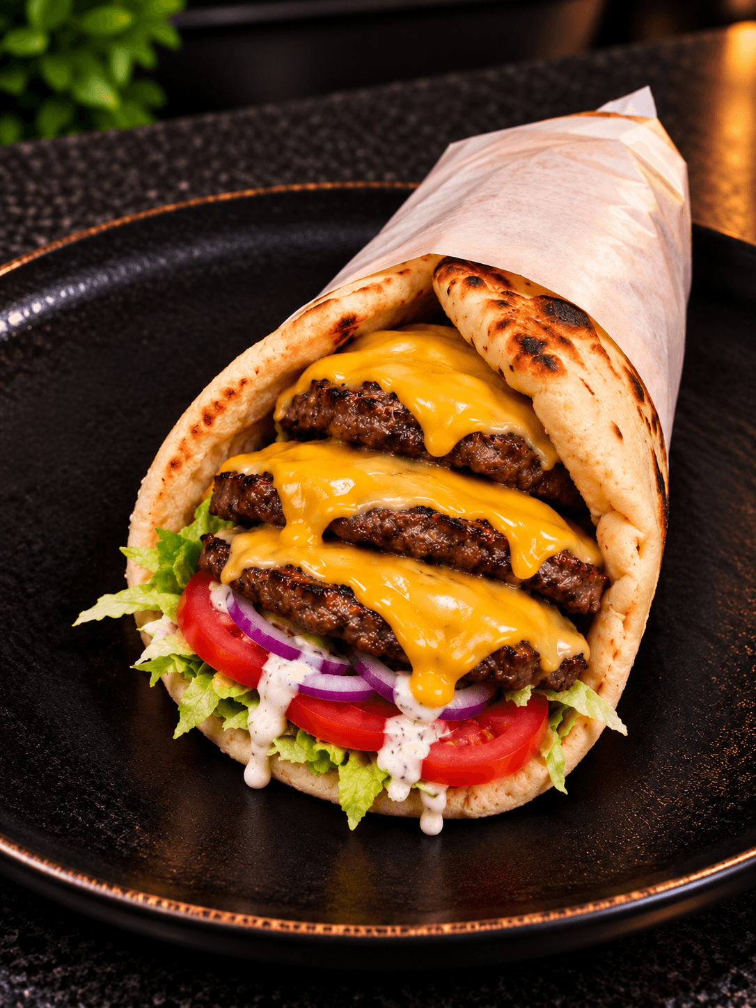 Sandwich cheese naan steak