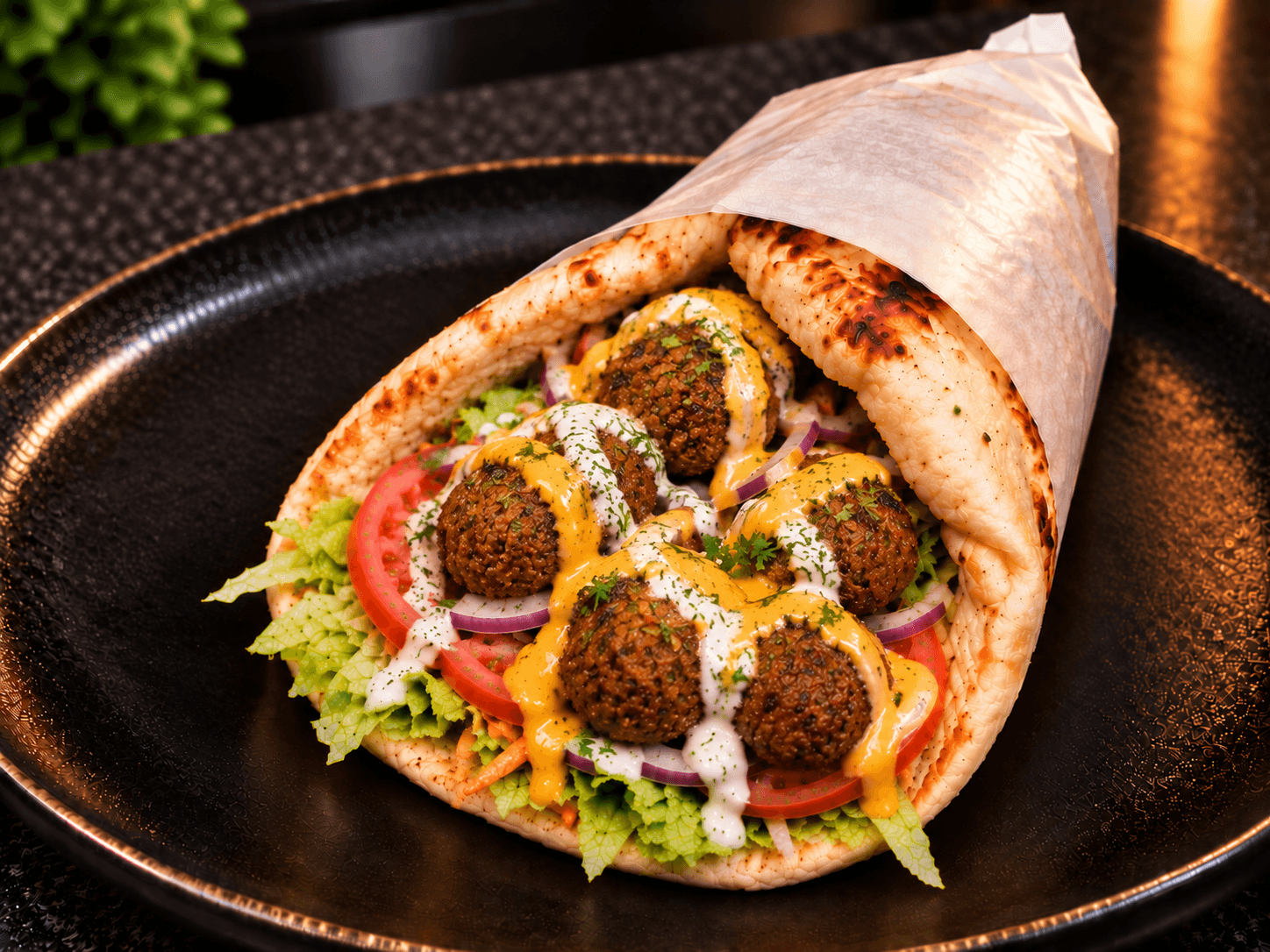 Maxi sandwich cheese naan falafel