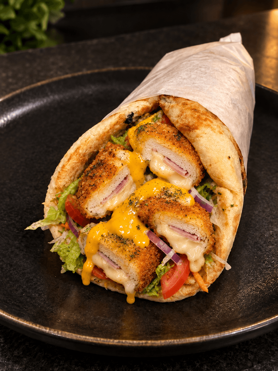 Menu étudiant cheese naan cordon bleu